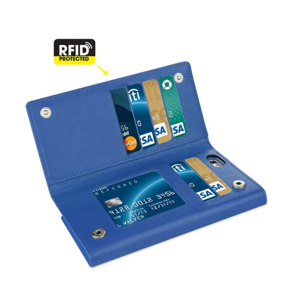 REIKO IPHONE 6 PLUS GENUINE LEATHER RFID WALLET CASE IN ULTRAMARINE - Image 3