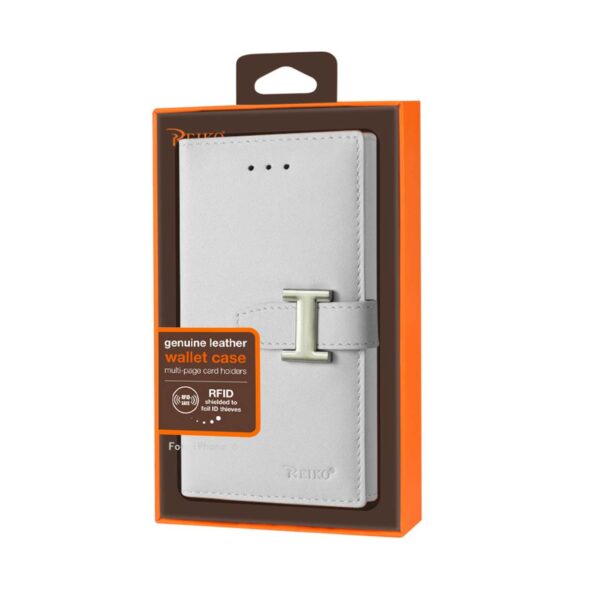 REIKO IPHONE 6 GENUINE LEATHER RFID WALLET CASE IN IVORY - Image 4