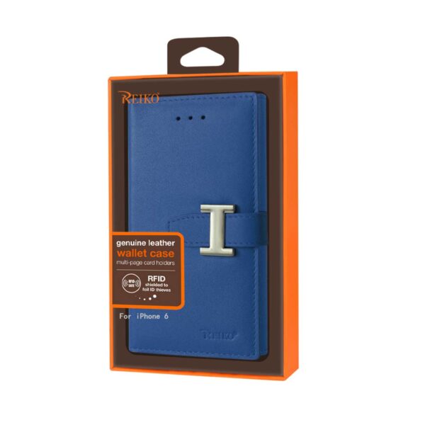 REIKO IPHONE 6 GENUINE LEATHER RFID WALLET CASE IN ULTRAMARINE - Image 4