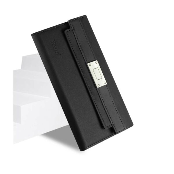 REIKO SAMSUNG GALAXY NOTE 5 GENUINE LEATHER RFID WALLET CASE AND METAL BUCKLE BELT IN BLACK - Image 3