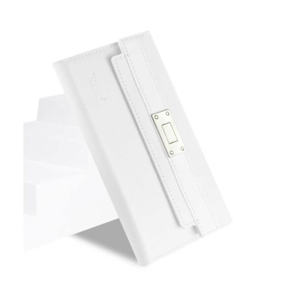 REIKO SAMSUNG GALAXY NOTE 5 GENUINE LEATHER RFID WALLET CASE AND METAL BUCKLE BELT IN IVORY - Image 3