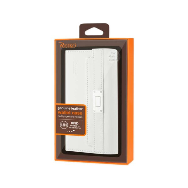 REIKO SAMSUNG GALAXY NOTE 5 GENUINE LEATHER RFID WALLET CASE AND METAL BUCKLE BELT IN IVORY - Image 4