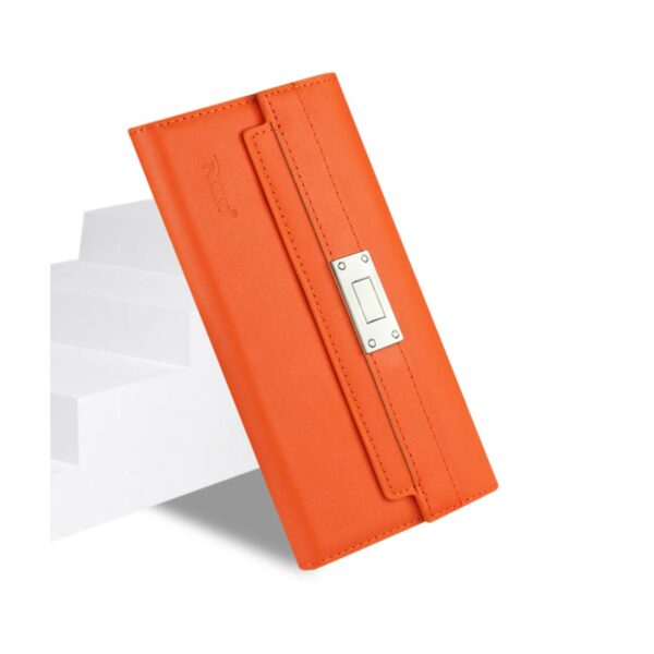 REIKO SAMSUNG GALAXY NOTE 5 GENUINE LEATHER RFID WALLET CASE AND METAL BUCKLE BELT IN TANGERINE - Image 3