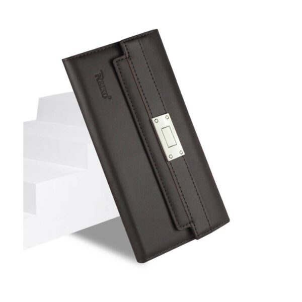 REIKO SAMSUNG GALAXY NOTE 5 GENUINE LEATHER RFID WALLET CASE AND METAL BUCKLE BELT IN UMBER - Image 3