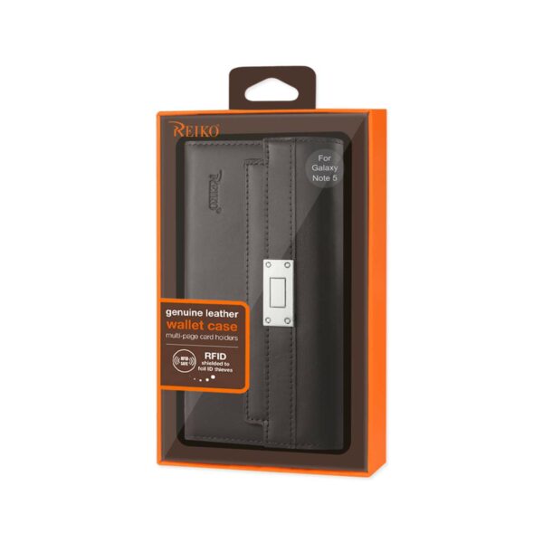 REIKO SAMSUNG GALAXY NOTE 5 GENUINE LEATHER RFID WALLET CASE AND METAL BUCKLE BELT IN UMBER - Image 4