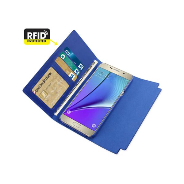 REIKO SAMSUNG GALAXY NOTE 5 GENUINE LEATHER RFID WALLET CASE AND METAL BUCKLE BELT IN ULTRAMARINE - Image 2