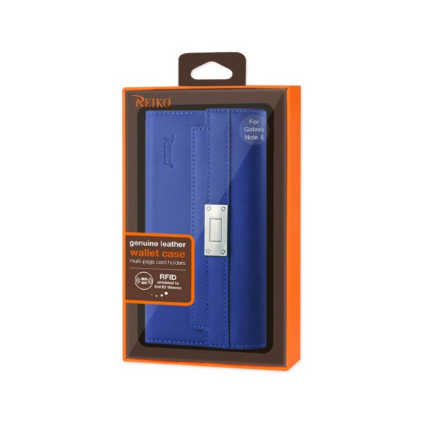 REIKO SAMSUNG GALAXY NOTE 5 GENUINE LEATHER RFID WALLET CASE AND METAL BUCKLE BELT IN ULTRAMARINE - Image 4