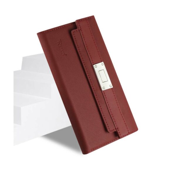 Reiko Samsung Galaxy S6 Genuine Leather Rfid Wallet Case And Metal Buckle Belt In Burgundy - Image 3