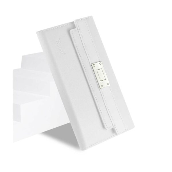 REIKO SAMSUNG GALAXY S6 GENUINE LEATHER RFID WALLET CASE AND METAL BUCKLE BELT IN IVORY - Image 3