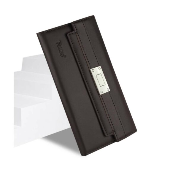 REIKO SAMSUNG GALAXY S6 GENUINE LEATHER RFID WALLET CASE AND METAL BUCKLE BELT IN UMBER - Image 3