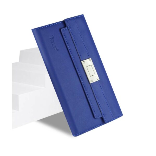 REIKO SAMSUNG GALAXY S6 GENUINE LEATHER RFID WALLET CASE AND METAL BUCKLE BELT IN ULTRAMARINE - Image 3