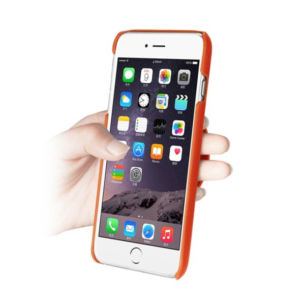REIKO IPHONE 6 PLUS GENUINE LEATHER HAND STRAP CASE IN TANGERINE - Image 2