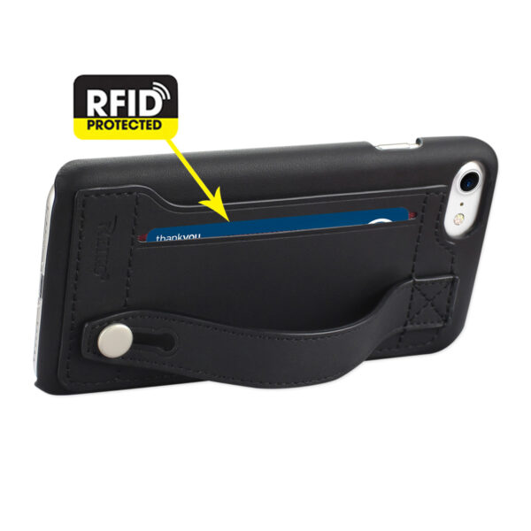 Reiko iPhone 7/8/SE2 Genuine Leather Hand Strap Case In Black - Image 3