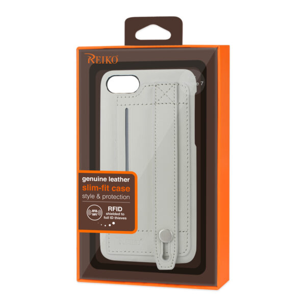 Reiko iPhone 7/8/SE2 Genuine Leather Hand Strap Case In Ivory - Image 4