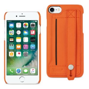 Reiko iPhone 7/8/SE2 Genuine Leather Hand Strap Case In Tangerine