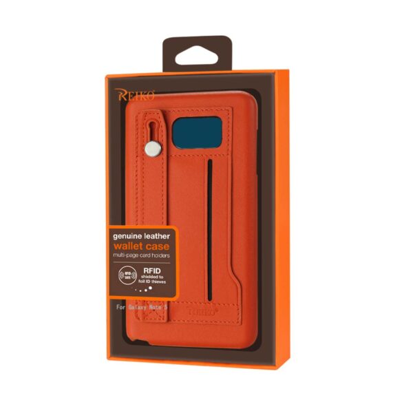 REIKO SAMSUNG GALAXY NOTE 5 GENUINE LEATHER HAND STRAP CASE IN TANGERINE - Image 4