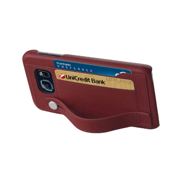 Reiko Samsung Galaxy S6 Genuine Leather Hand Strap Case In Burgundy - Image 3
