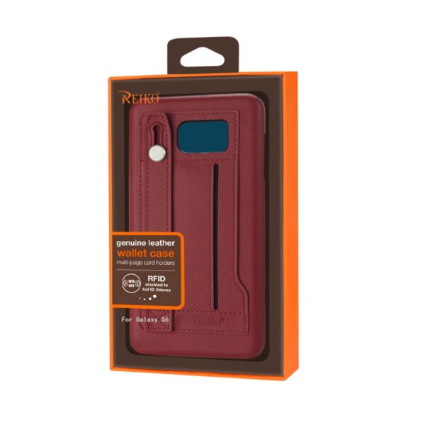 Reiko Samsung Galaxy S6 Genuine Leather Hand Strap Case In Burgundy - Image 4