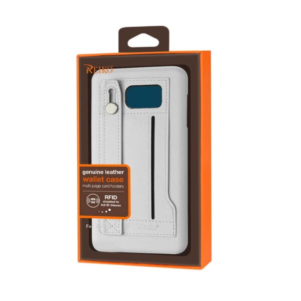REIKO SAMSUNG GALAXY S6 GENUINE LEATHER HAND STRAP CASE IN IVORY - Image 4