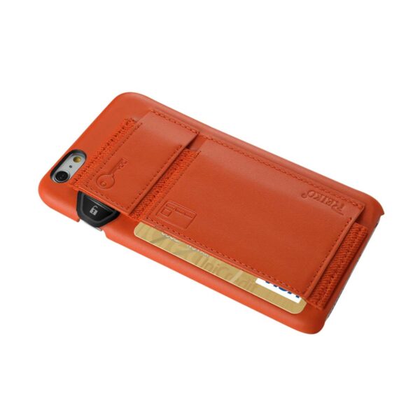 REIKO IPHONE 6 RFID GENUINE LEATHER CASE PROTECTION AND KEY HOLDER IN TANGERINE - Image 2