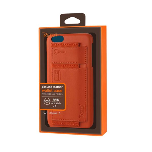 REIKO IPHONE 6 RFID GENUINE LEATHER CASE PROTECTION AND KEY HOLDER IN TANGERINE - Image 4