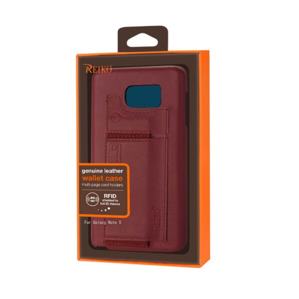 Reiko Samsung Galaxy Note 5 Rfid Genuine Leather Case Protection And Key Holder In Burgundy - Image 4