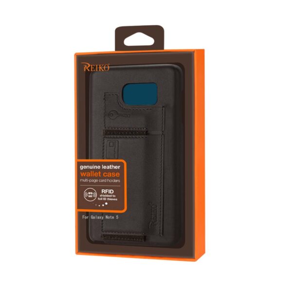 REIKO SAMSUNG GALAXY NOTE 5 RFID GENUINE LEATHER CASE PROTECTION AND KEY HOLDER IN UMBER - Image 4