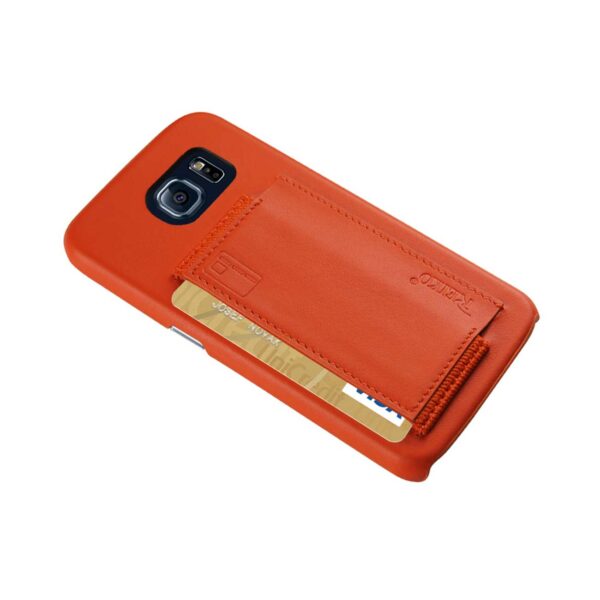REIKO SAMSUNG GALAXY S6 RFID GENUINE LEATHER CASE PROTECTION AND KEY HOLDER IN TANGERINE - Image 2