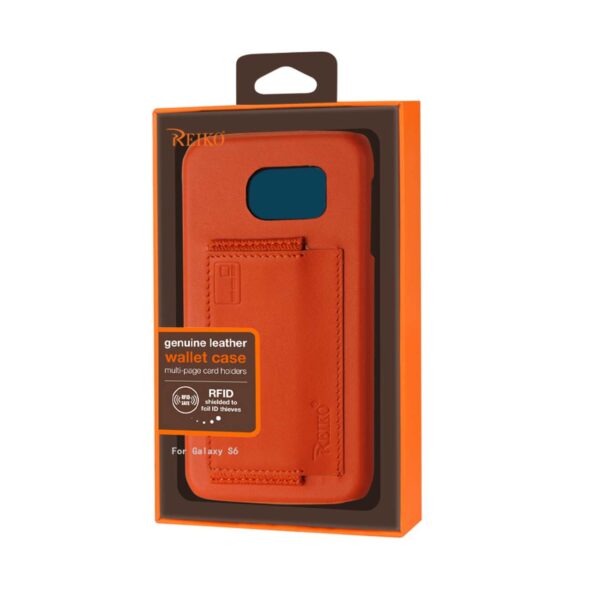 REIKO SAMSUNG GALAXY S6 RFID GENUINE LEATHER CASE PROTECTION AND KEY HOLDER IN TANGERINE - Image 4