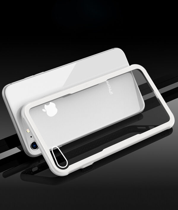 Reiko iPhone 7/8/SE2 Hard Glass TPU Case With Tempered Glass Screen Protector In Clear White - Image 2