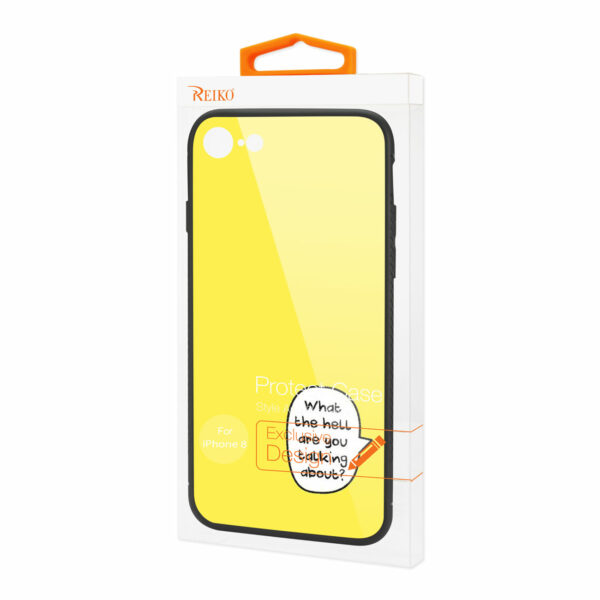 Reiko iPhone 7/8/SE2 Hard Glass Design TPU Case In Yellow - Image 4