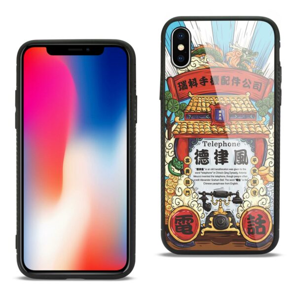 Reiko iPhone X/iPhone XS Hard Glass Design TPU Case With Phone