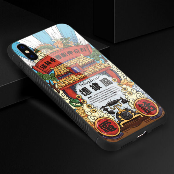 Reiko iPhone X/iPhone XS Hard Glass Design TPU Case With Phone - Image 2