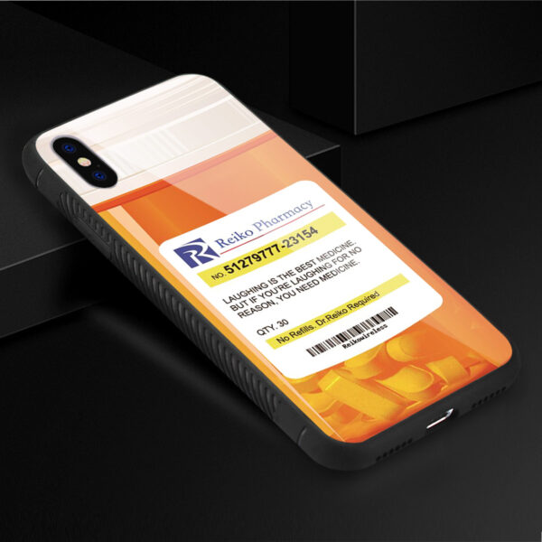 Reiko iPhone X/iPhone XS Hard Glass Design TPU Case With Pill Container - Image 2