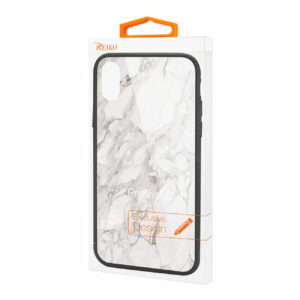 Reiko iPhone X/iPhone XS Hard Glass Design TPU Case With White Marble - Image 4