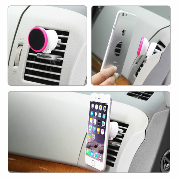 REIKO UNIVERSAL AIR VENT MAGNETIC CAR MOUNT PHONE HOLDER IN WHITE HOT PINK - Image 3