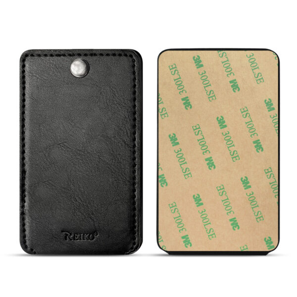 Leather Adhesive Foldable Pocket Card Holder with Two Slots  In Black - Image 2