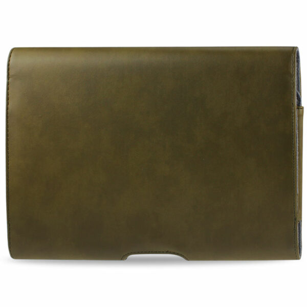 REIKO SMOOTH HORIZONTAL LEATHER POUCH IN ARMY GREEN - Image 2