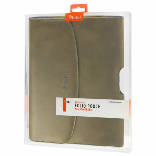 REIKO SMOOTH HORIZONTAL LEATHER POUCH IN ARMY GREEN - Image 4