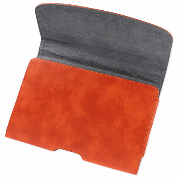 REIKO SMOOTH HORIZONTAL LEATHER POUCH IN ORANGE - Image 2