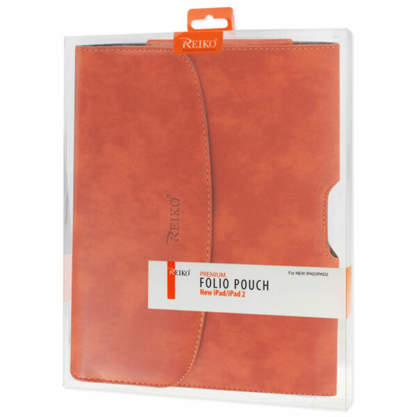 REIKO SMOOTH HORIZONTAL LEATHER POUCH IN ORANGE - Image 4