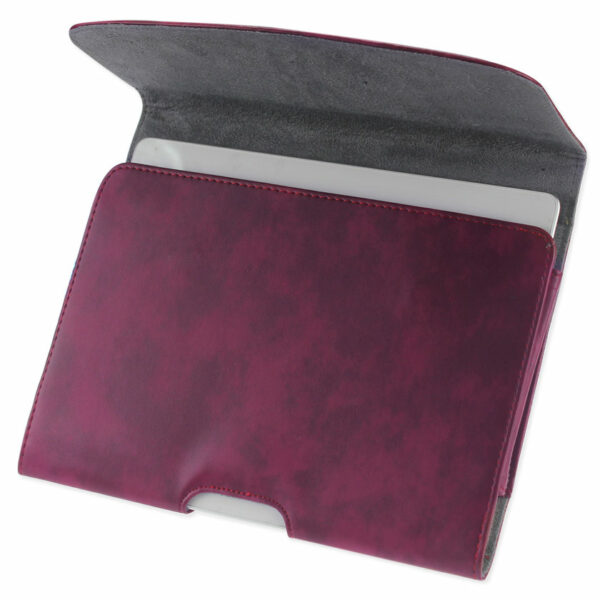 REIKO SMOOTH HORIZONTAL LEATHER POUCH IN RED - Image 2