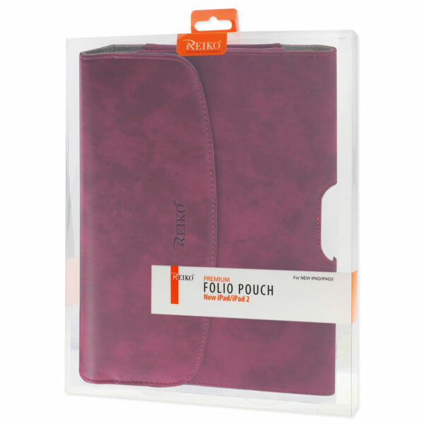 REIKO SMOOTH HORIZONTAL LEATHER POUCH IN RED - Image 4