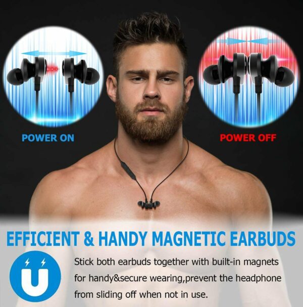 Wireless Sport Earphones with Magnetic Controlled Switch In Black - Image 2