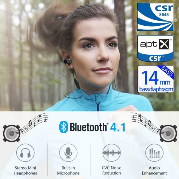 Wireless Sport Earphones with Magnetic Controlled Switch In Black - Image 3