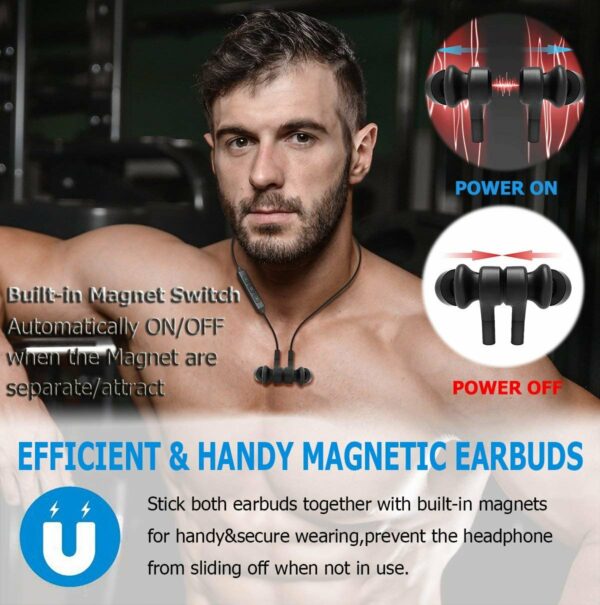Wireless Sport Earphones with Magnetic Controlled Switch In Red - Image 2