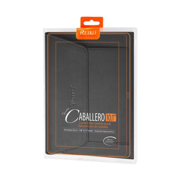 REIKO PREMIUM LEATHER CASE POUCH FOR 10.1INCHES IPADS AND TABLETS In BLACK - Image 4
