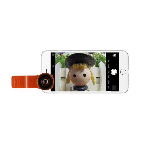 HD CAMERA LENS KIT BUILT IN 10X MACRO LENS AND 100 DEGREE WIDE ANGLE ORANGE FOR IPHONES - Image 3