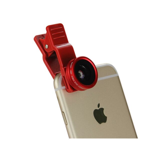 HD CAMERA FISH EYE LENS BUILT IN 180 DEGREE WIDE ANGLE IN RED - Image 2