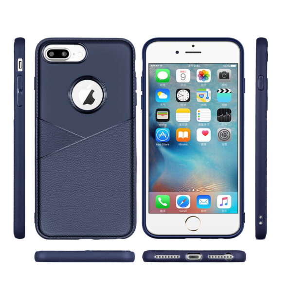 APPLE IPHONE 8 PLUS TPU Leather feel Case Leather Fit Flexible Slim Premium Case in Blue - Image 3